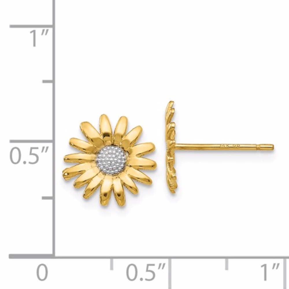 14k Mini Daisy Post Earrings - Picture 3 of 3